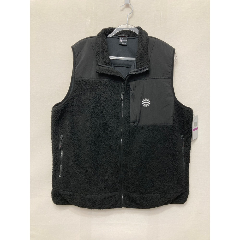 New Spyder Venture Sherpa Fleece Vest Mens 2XL Black Full Zip Outdoor Gorpcore